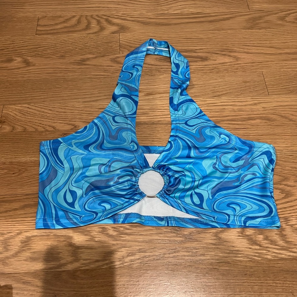 NWOT blue tie dye halter top